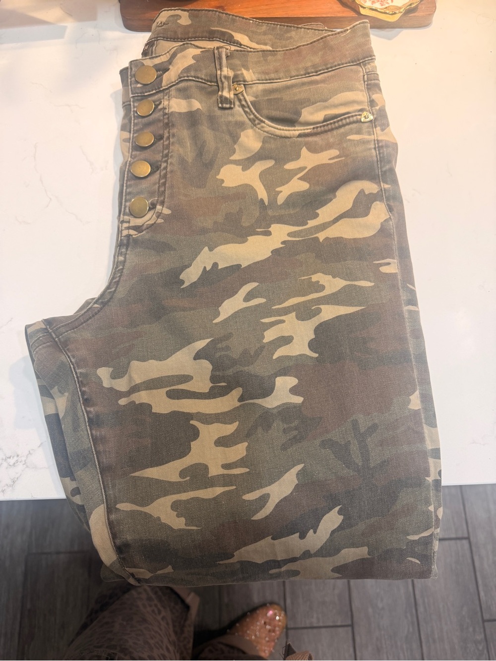 Kut from the Kloth Men's Camo Slim Straight Jeans - Olive Green and Tan